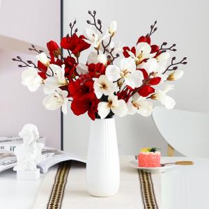 造花 蘭の花 シルクフラワー フェイク パステル ブーケ 花瓶付き フラワー装飾 ウェディングデコレーション テーブルセンターピース用 花瓶セット｜parisroseno2