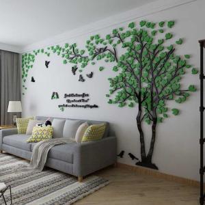 3D 木 木の葉 ウォールステッカー diy アクリル壁紙 飾り はがせる 装飾 シール 壁 ホーム キッチン リビングルーム ベッドルーム インテリア  400cm*200cm