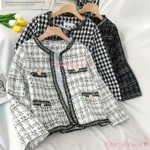 ツイードジャケット レディース 40代 長袖ノーカラージャケット ショット丈ツイードコート 春コートアウター 秋服 大人韓国風 通勤OL オフィス