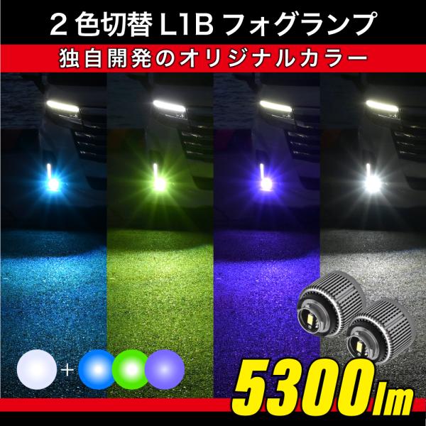 LEDフォグランプ L1B 2色切替 パープル グリーン ブルー ホワイト 純正 青 緑 紫 LE...