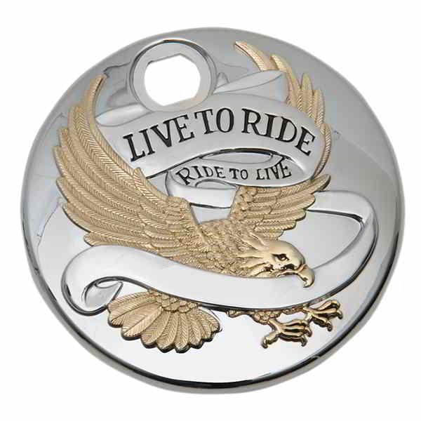 【互換品】 「Live to Ride」コンソールドア - クロームとゴールド ドラッグスペシャリテ...