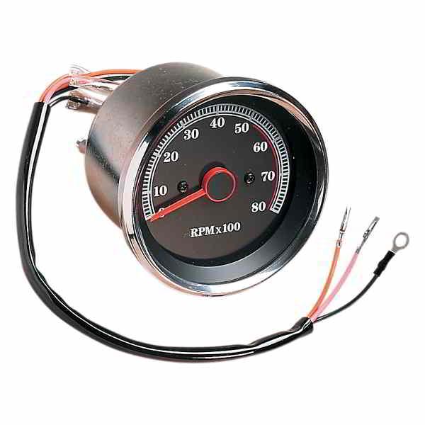 【互換品】 ドラッグスペシャリティーズ 8000 RPM 電子タコメーター - ステンレスハウジング...