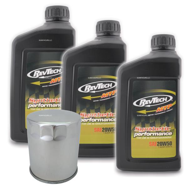 ツインカム／ミルウォーキー8 オイル交換セット (レブテック MTP3本)+(クロームメッキ オイル...