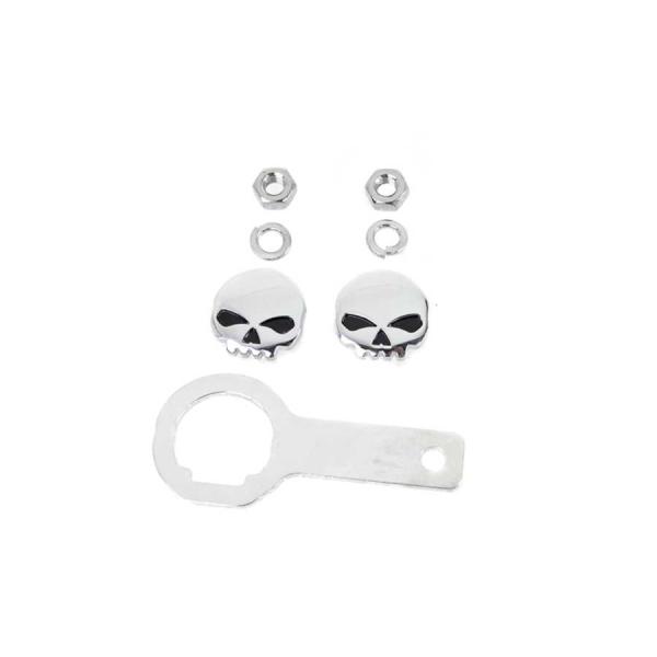 【互換品】 48-0903 スカルナンバープレートボルトキット 取寄せ Vツイン Skull Lic...