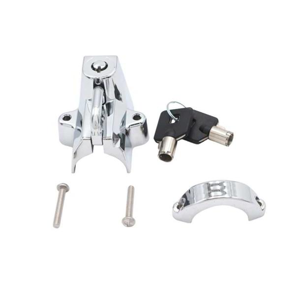 【互換品】 48-1458 パイプキー付きクロームヘルメットロック 取寄せ Vツイン Chrome ...