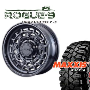 FARM ROGUE-9 マットブラック 16×6J/5H -5 マキシス クリーピークローラー 6.50/R16 4本セット｜parts-farm2