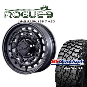 FARM ROGUE-9 マットブラック 16×5.5J/5H +20 BFグッドリッチ Mud-Terrain T/A KM3 205/80R16 4本セット｜parts-farm2