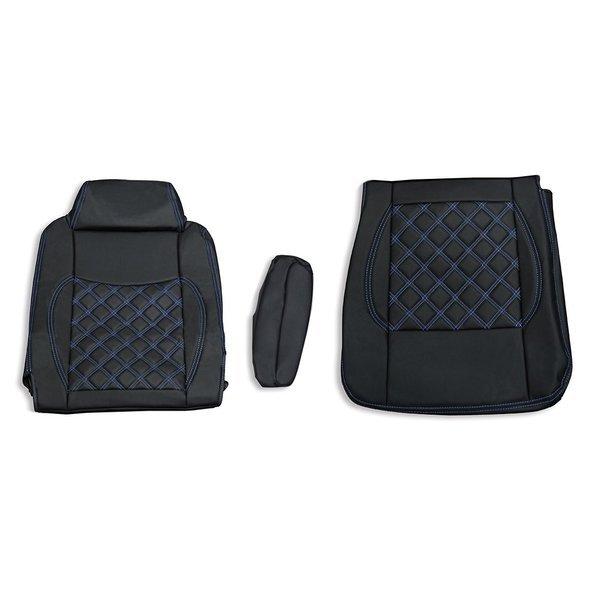 日野 レンジャープロ シートカバー 艶無し 黒 運転席 ダイヤモンドステッチ ブルー AP-CV01...