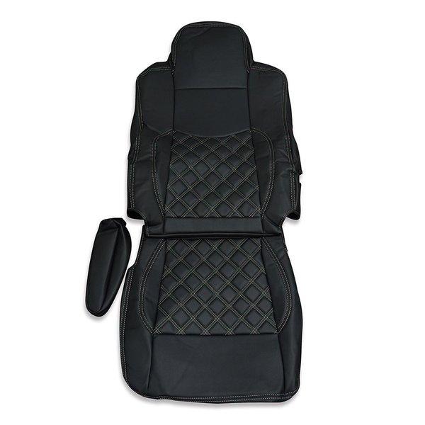 三菱ふそう スーパーグレート シートカバー 艶無し 黒 運転席用ダイヤモンドブラックステッチ AP-...