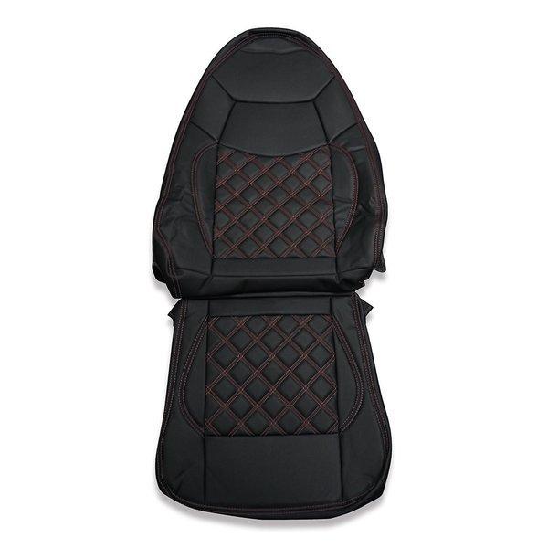 三菱ふそうNEW スーパーグレート シートカバー 艶無し 黒 助手席 ダイヤモンドステッチ レッド ...
