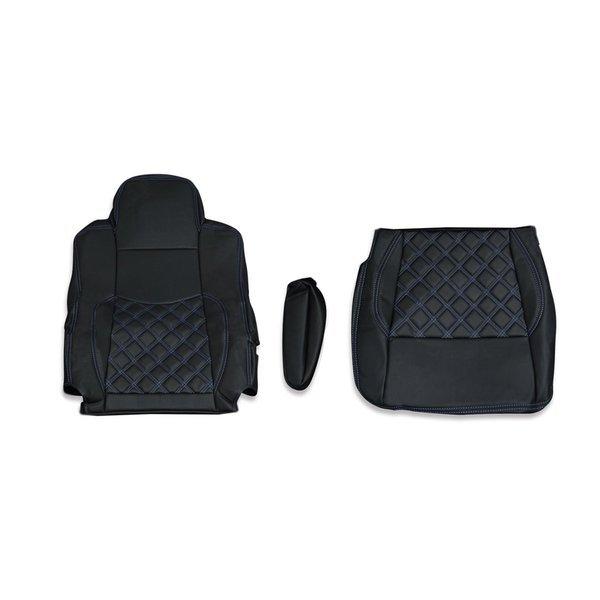 三菱 ふそう 17 スーパーグレート H29/5~ シートカバー ダイヤカット ステッチ 艶無し ブ...