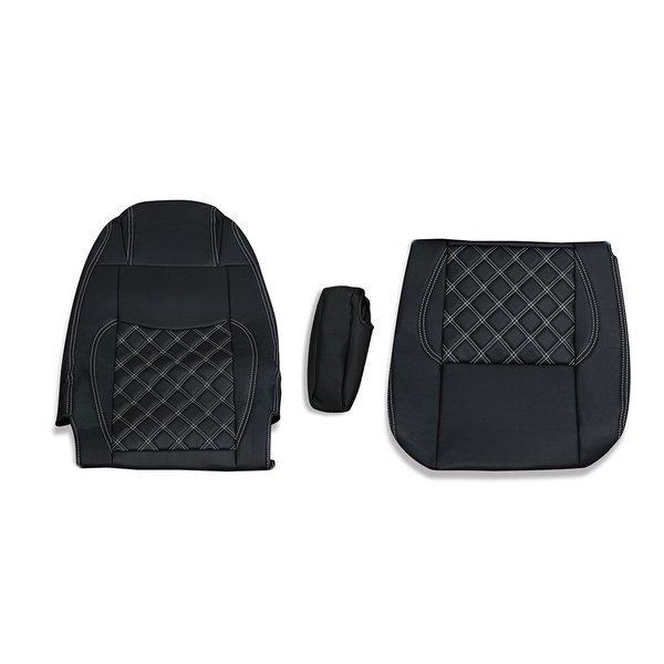 日野 プロフィア テラヴィ シートカバー 艶無し 運転席 ダイヤモンドステッチ ホワイト AP-CV...