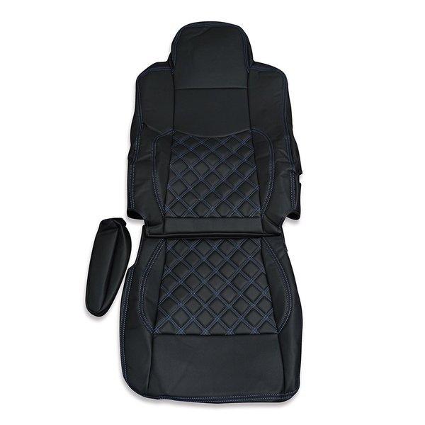 三菱ふそう スーパーグレート シートカバー 艶無し 黒 運転席用ダイヤモンドブルーステッチ AP-C...