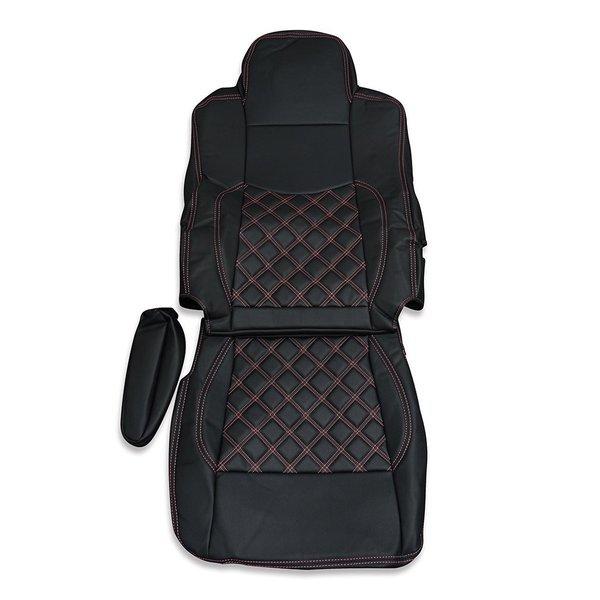 三菱ふそう スーパーグレート シートカバー 艶無し 黒 運転席用ダイヤモンドレッドステッチ AP-C...