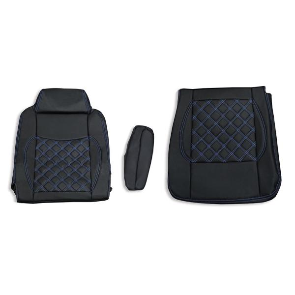 日野 レンジャープロ シートカバー 艶無し 黒 運転席 ダイヤモンドステッチ ブルー AP-CV01...