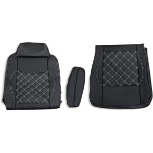 日野 レンジャープロ シートカバー 艶無し 黒 運転席 ダイヤモンドステッチ ホワイト AP-CV0...