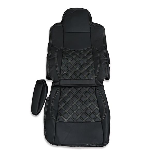 三菱ふそう スーパーグレート シートカバー 艶無し 黒 運転席用ダイヤモンドブラックステッチ AP-...