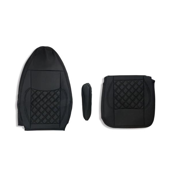 三菱ふそう ベストワン ファイター シートカバー 艶無し 黒 運転席用 ダイヤモンドブラックステッチ...