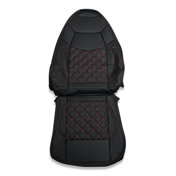 三菱ふそうNEW スーパーグレート シートカバー 艶無し 黒 助手席 ダイヤモンドステッチ レッド ...