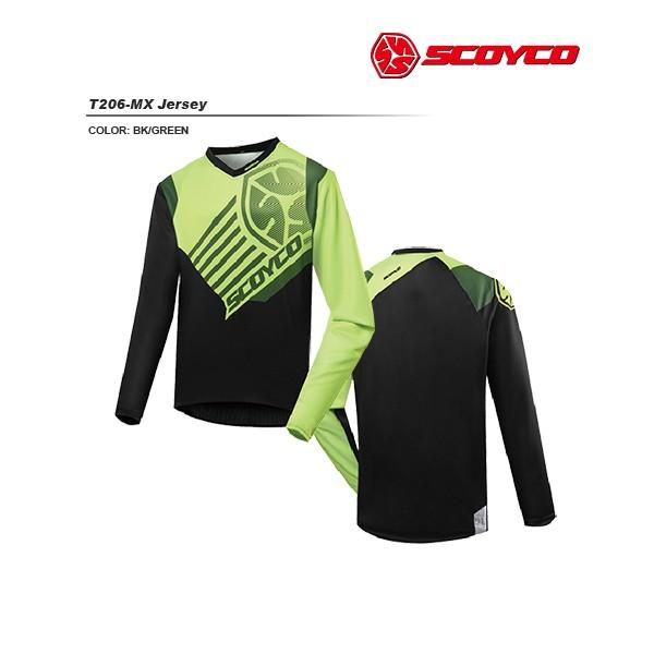 SCOYCO(スコイコ) T206 モトクロスジャージ[ブラック/グリーン：2XLサイズ]  T20...