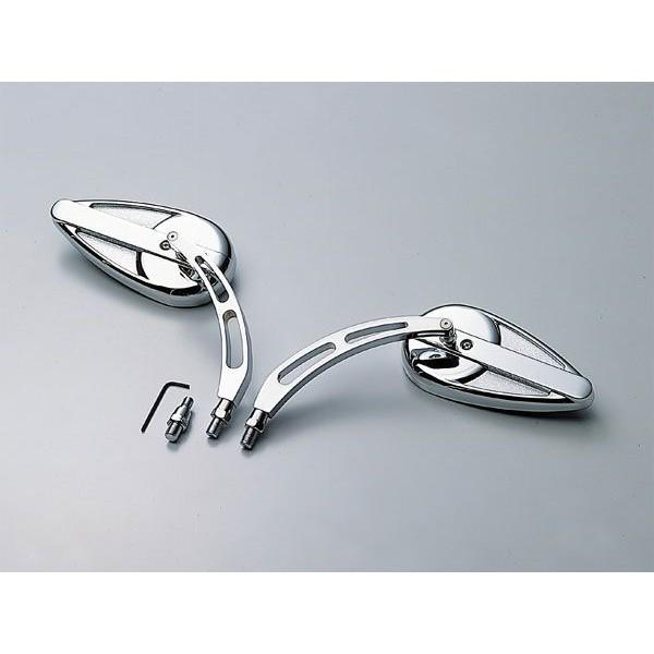 【×欠品中 要納期確認】ハリケーン ティアドロップミラー(R/Lセット) Cメッキ　HA6205C