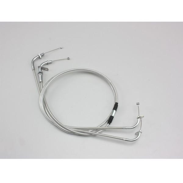 【○メーカー在庫あり】ハリケーン ロングスロットルケーブルW ステンレスメッシュ　HB6345M-3...