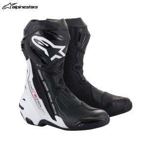 【5月28日出荷】alpinestars アルパインスターズ SUPERTECH-R VENTED ブーツ  12 BLACK WH ITE[EU41/26.0cm]  ALP8059175376719｜partsboxpm