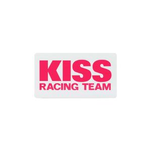 キジマ KISS Racing Team ステッカー [白ベース×ピンク文字   Sサイズ] K1471｜partsboxpm