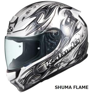 OGKカブト フルフェイスヘルメット SHUMA FLAME(シューマ フレイム)  パールホワイトブラック  L(59-60cm)  OGK4966094601850｜partsboxpm