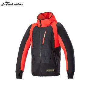 【4月30日出荷】alpinestars アルパインスターズ MO.ST.EQ HYBRID HOODED ジャケット  1463 BLACK FLAME RED[XLサイズ]  ALP8059347271248｜partsboxsj