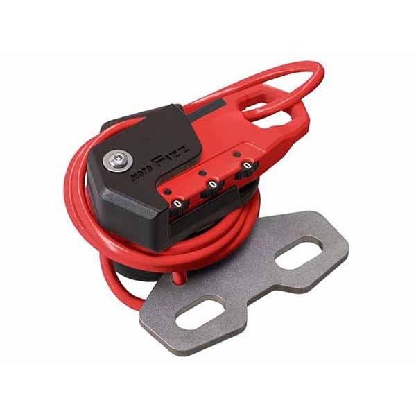 【7月14日出荷】TANAX ヘルメット用ワイヤーロック ハンドルクランプ取付 ストレート(レッド)...
