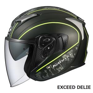 【5月28日出荷】OGKカブト オープンフェイスヘルメット EXCEED DELIE(エクシード デリエ)  フラットカモイエロー  L(59-60cm)  OGK4966094584450｜partsboxsj