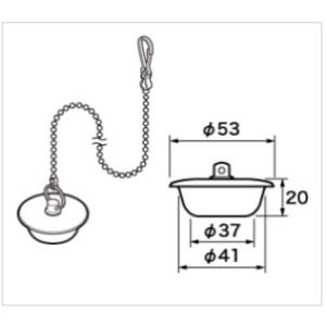 パナソニック Panasonic 浴槽ゴム栓 Φ53×Φ37 高さ20 チェーン長さ620 RLXG...