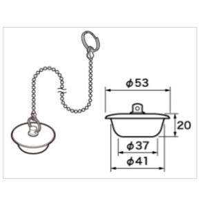 パナソニック Panasonic カサ付ゴム栓 Φ53×Φ37 高さ20 チェーン長さ800 RLX...
