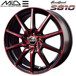 MID EuroSpeed S810 ホイール1本 ブラックポリッシュ/レッドクリア 4.5J-14inch 4H/PCD100 inset+45｜partsdepotys2