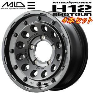 MID NITRO POWER H12 SHOTGUN ホイール4本 バレルブラック 6.0-16 5H139.7-5｜partsdepotys6