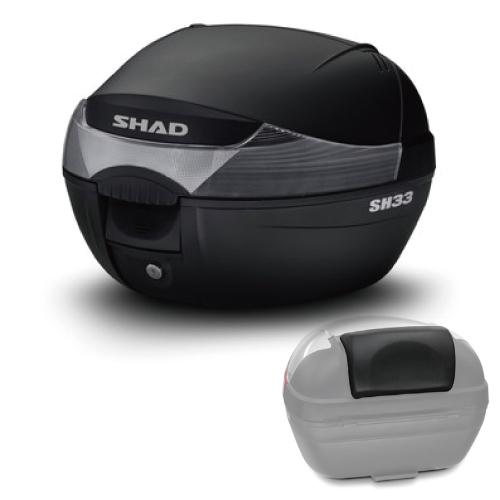 SHAD(シャッド) 【セット売り】SH33 トップケース 無塗装ブラック バックレスト セット