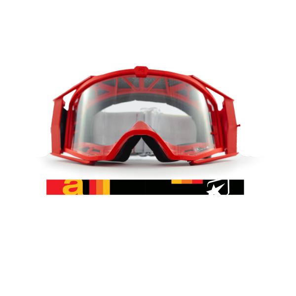 ariete 8K ユーロフィット ゴーグル シングルクリアレンズ レッド/レッド オフロードゴーグ...