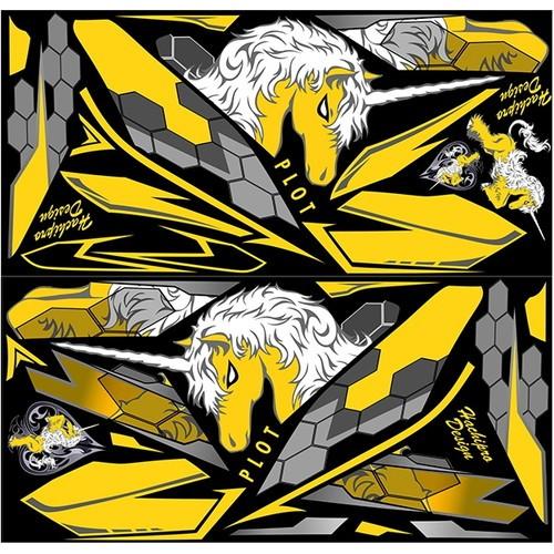 PLOT(プロト) デカールキットユニコーンBブラック&amp;イエロー YZF-R3/R25 15-18 ...