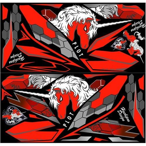 PLOT(プロト) デカールキットユニコーンBブラック&amp;レッド YZF-R3/R25 15-18 P...