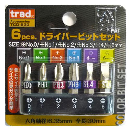 TRAD(トラッド) ハンドツール 6PCドライバービットセット TCD-630