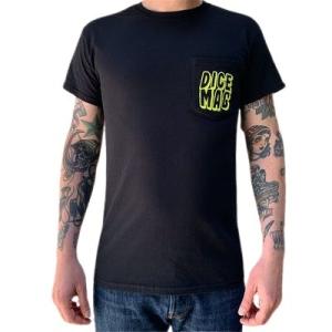 DICE MAGAZINE ポケットTシャツ スカル4/13 ブラック L バイク アンダー・インナ...