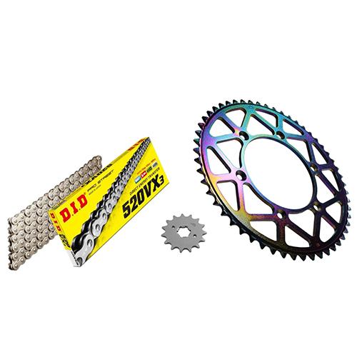 ADVANTAGE XAM&amp;DID ドライブチェーン&amp;前後スプロケットキット(タフライトスチール) ...