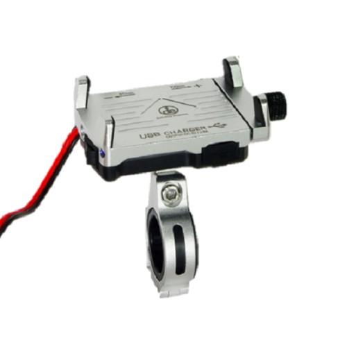 RIDEZ DEF-US1 USBチャージャー付スマホホルダー シルバー DEF-US1-SILVE...