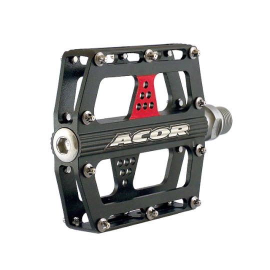 エイカー(ACOR) THIN FORMペダル ブラック/レッド APD-2806 自転車 ペダル本...