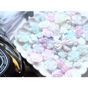 【1円祭り★1人3種類まで★】手染めビーズ　パーツ　まとめ売り　大容量　20グラム　ピンク　水色　薔薇　リボン　バラ