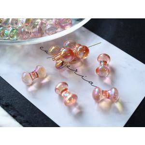 ダンベルビーズ 6個入り オーロラ　アクリル　骨　ボーン　クリア　オレンジ