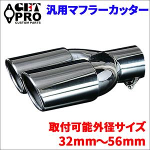 汎用 かち上げ ステンレス マフラーカッター 2本出し ハス切り VIP 軽