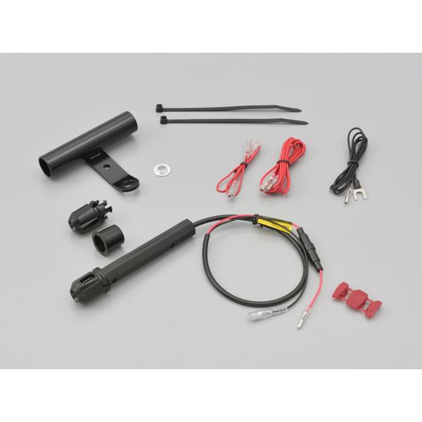 17675 デイトナ マルチバーUSB電源&amp;クランプバー USB-C  ミラークランプ ショート 1...