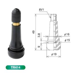 【メール便送料無料・代引不可】スナップインバルブ2個セットTR414 タイヤバルブ｜partsline24